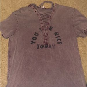 AMERICAN EAGLE Stringed T-Shirt